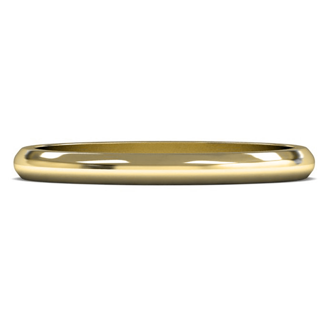 9ct Yellow Gold 2mm Light Weight D Shape Wedding Ring