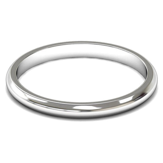 Platinum 950 2mm Light Weight D Shape Wedding Ring
