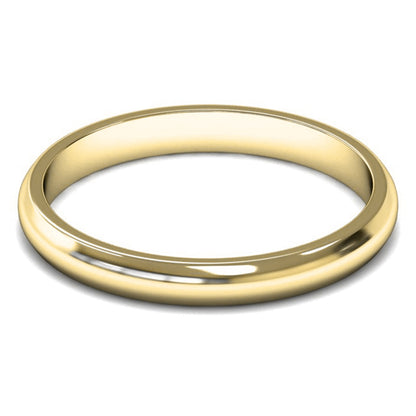 14ct Yellow Fairtrade Gold 2.5mm Light Weight D Shape Wedding Ring