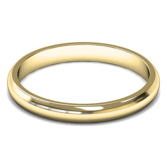 14ct Yellow Fairtrade Gold 2.5mm Light Weight D Shape Wedding Ring