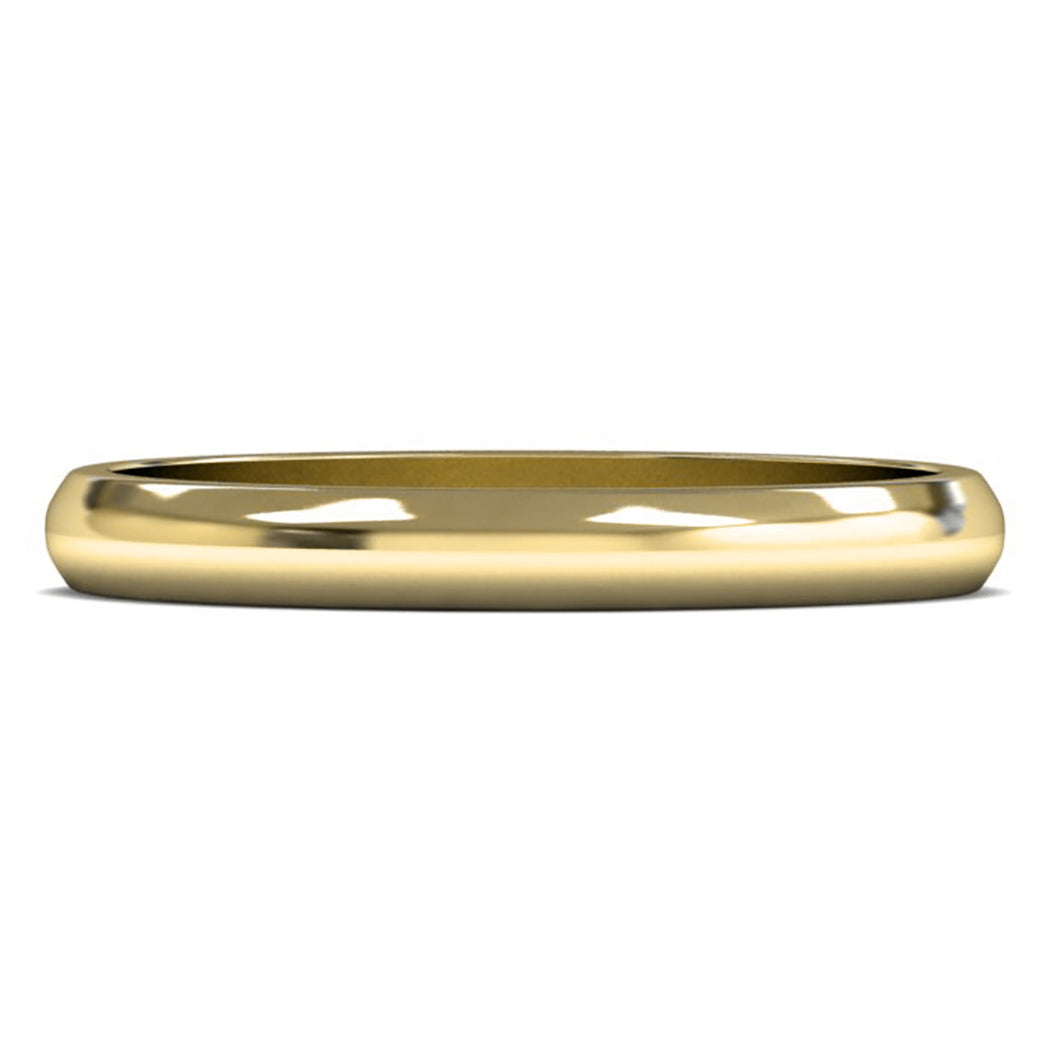 14ct Yellow Fairtrade Gold 2.5mm Light Weight D Shape Wedding Ring