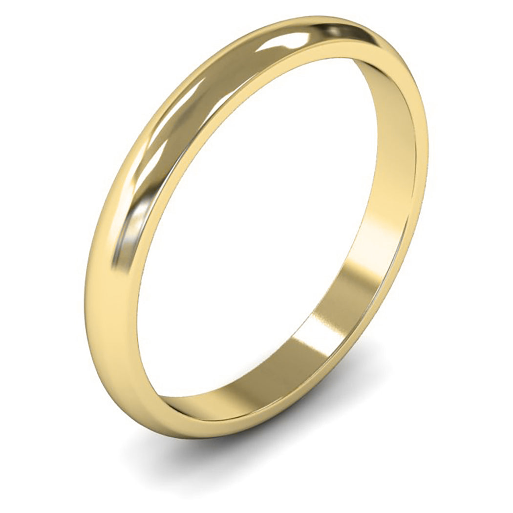 14ct Yellow Gold 2.5mm Light Weight D Shape Wedding Ring