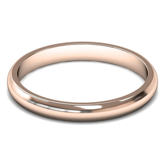 18ct Rose Fairtrade Gold 2.5mm Light Weight D Shape Wedding Ring