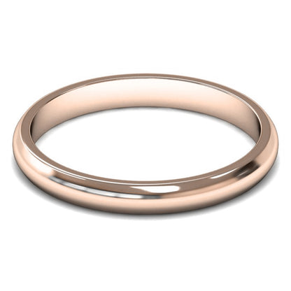 18ct Rose Gold 2.5mm Light Weight D Shape Wedding Ring