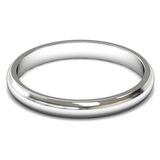 18ct White Gold 2.5mm Light Weight D Shape Wedding Ring