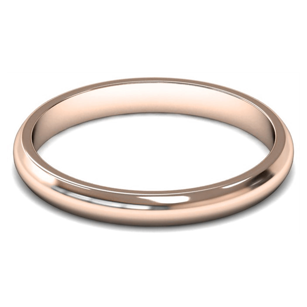 9ct Rose Fairtrade Gold 2.5mm Light Weight D Shape Wedding Ring