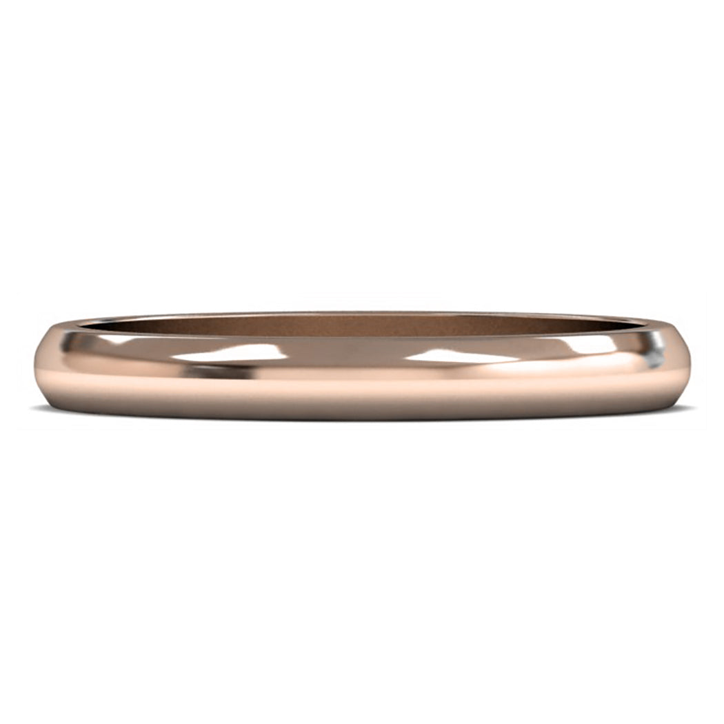 9ct Rose Gold 2.5mm Light Weight D Shape Wedding Ring