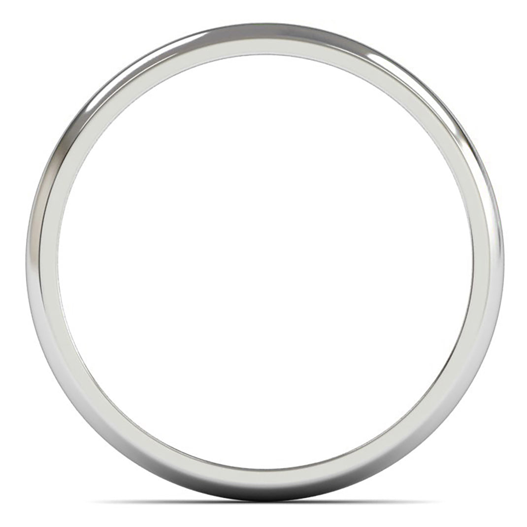 9ct White Fairtrade Gold 2.5mm Light Weight D Shape Wedding Ring