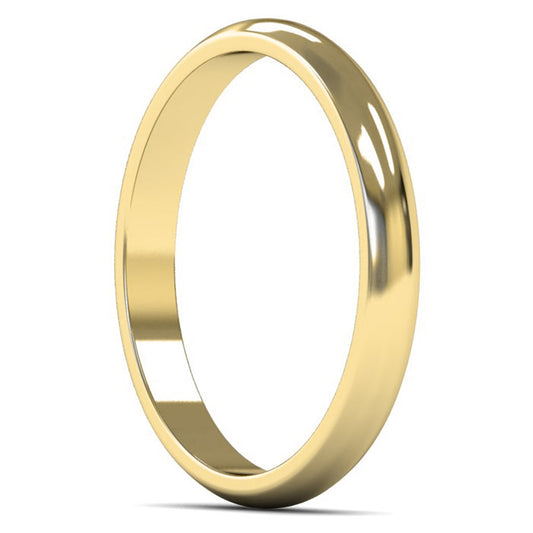 9ct Yellow Gold 2.5mm Light Weight D Shape Wedding Ring