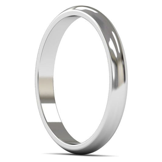 Platinum 950 2.5mm Light Weight D Shape Wedding Ring