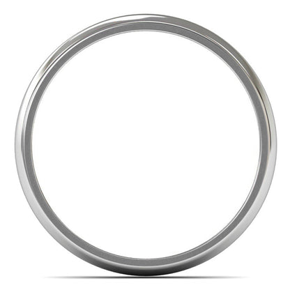 14ct White Fairtrade Gold 3mm Light Weight D Shape Wedding Ring