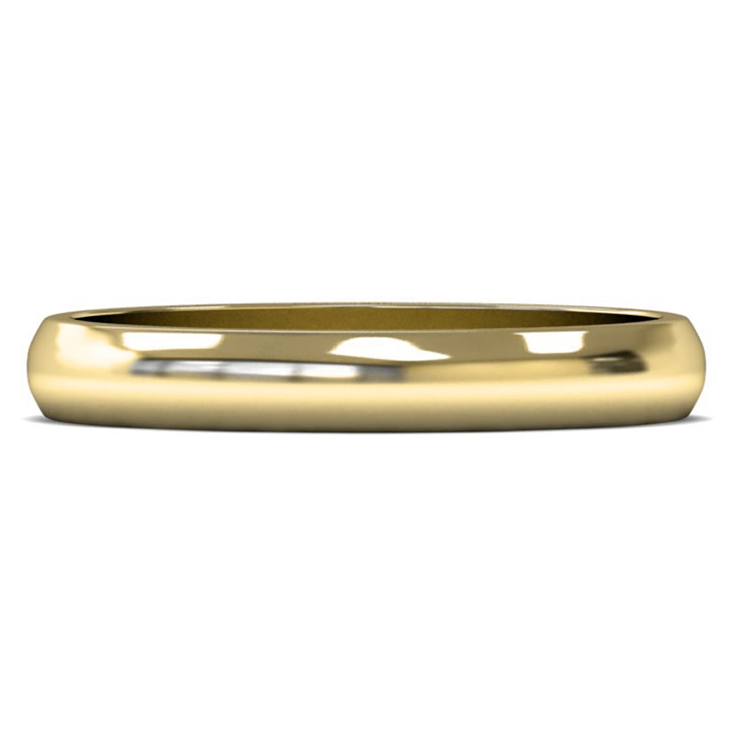 14ct Yellow Fairtrade Gold 3mm Light Weight D Shape Wedding Ring