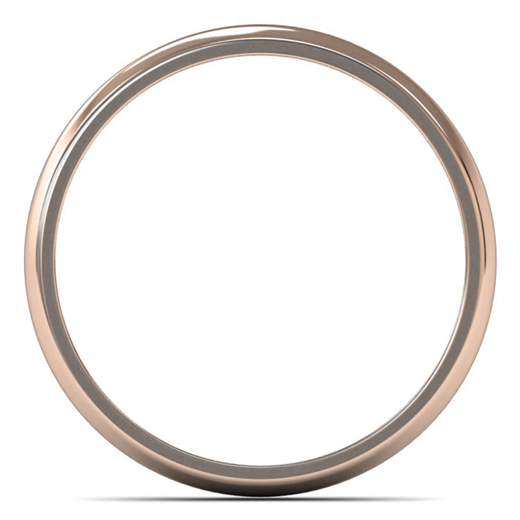 18ct Rose Gold 3mm Light Weight D Shape Wedding Ring
