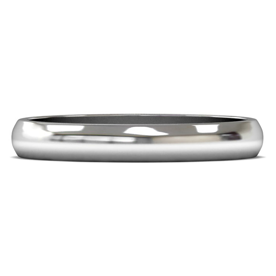 18ct White Fairtrade Gold 3mm Light Weight D Shape Wedding Ring