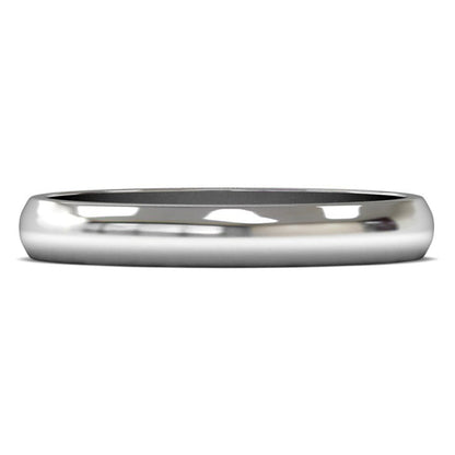 9ct White Fairtrade Gold 3mm Light Weight D Shape Wedding Ring