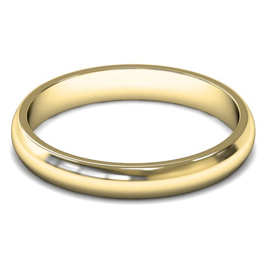 9ct Yellow Gold 3mm Light Weight D Shape Wedding Ring