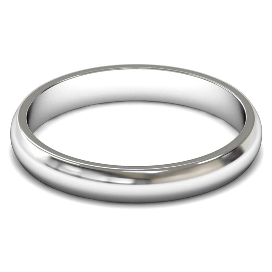 Palladium 950 3mm Light Weight D Shape Wedding Ring