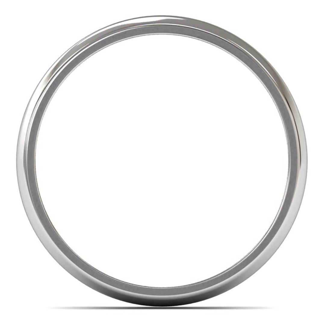 Platinum 950 3mm Light Weight D Shape Wedding Ring