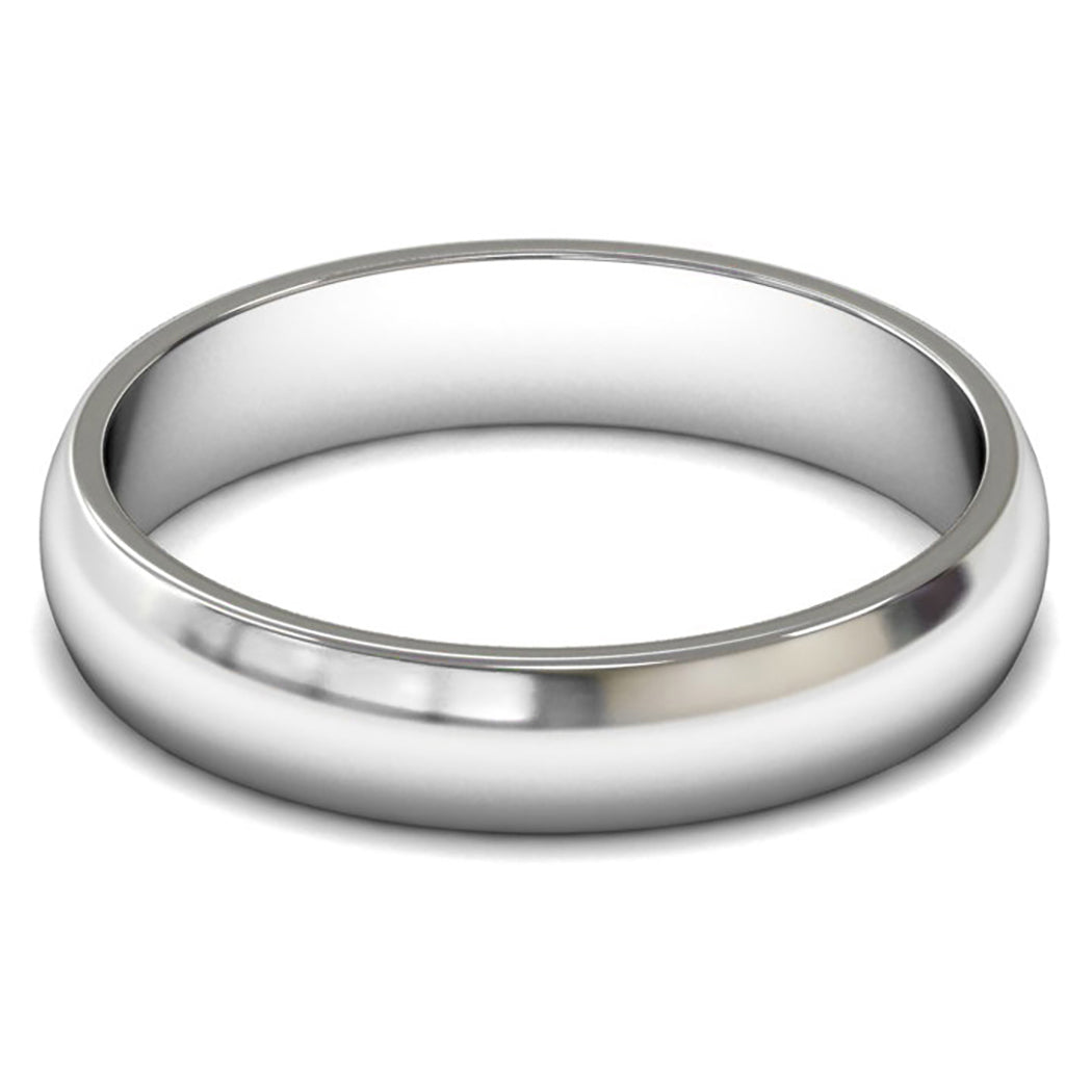 14ct White Gold 4mm Light Weight D Shape Wedding Ring