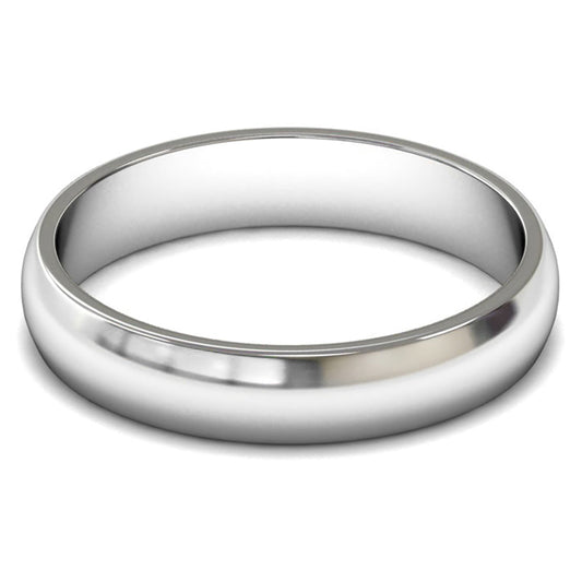 14ct White Gold 4mm Light Weight D Shape Wedding Ring