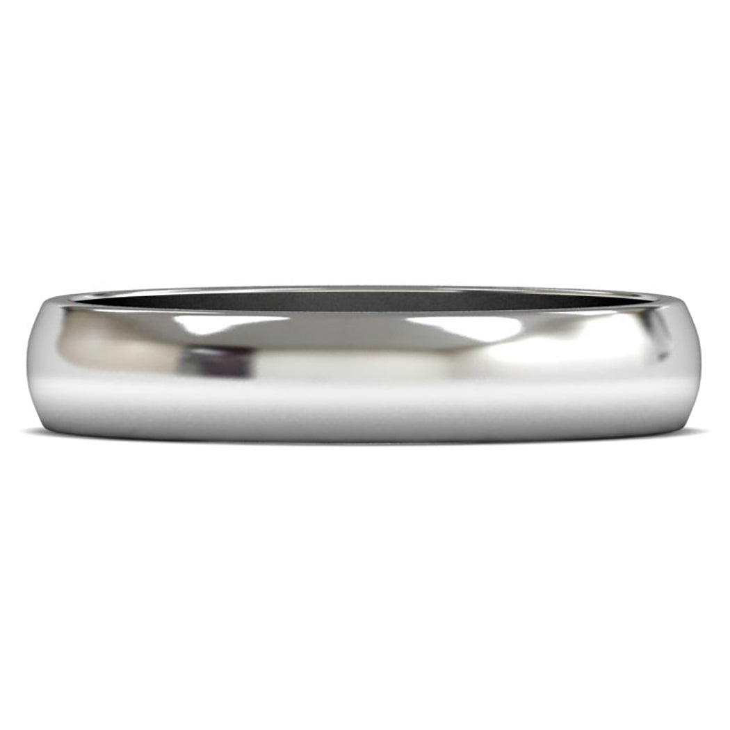 14ct White Gold 4mm Light Weight D Shape Wedding Ring
