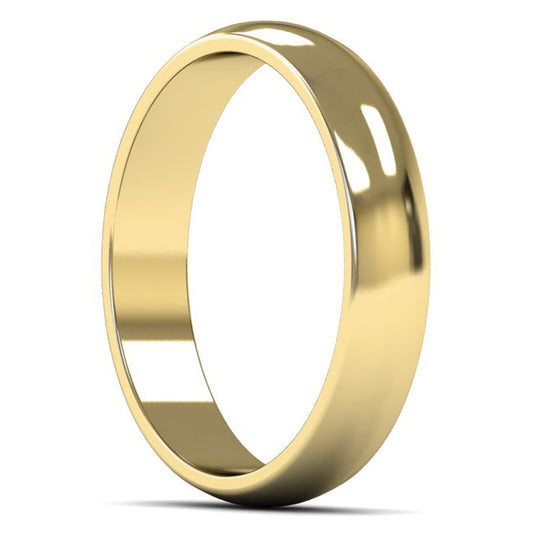 14ct Yellow Fairtrade Gold 4mm Light Weight D Shape Wedding Ring