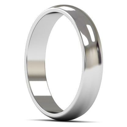 18ct White Gold 4mm Light Weight D Shape Wedding Ring