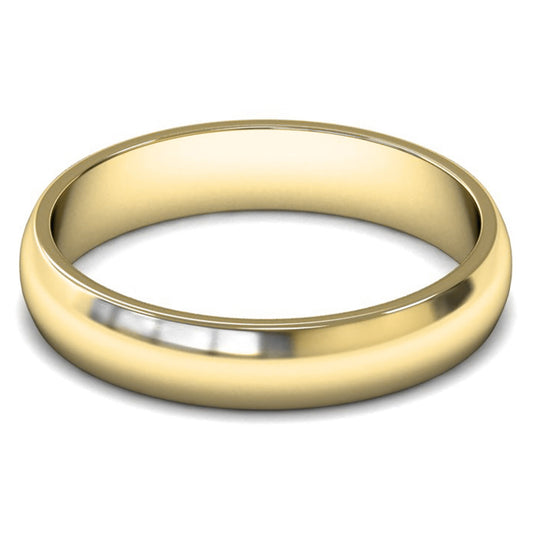 18ct Yellow Fairtrade Gold 4mm Light Weight D Shape Wedding Ring