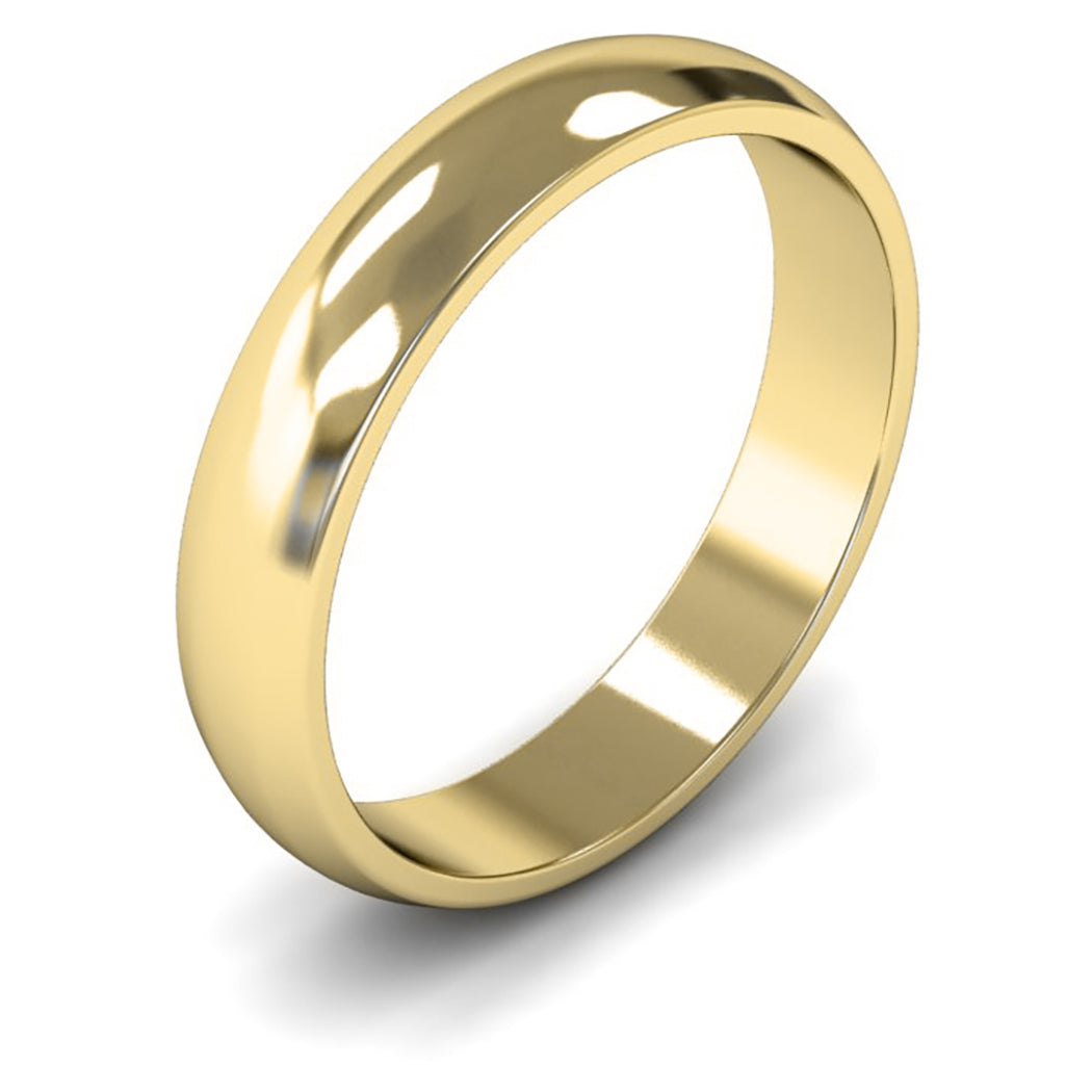 18ct Yellow Gold 4mm Light Weight D Shape Wedding Ring