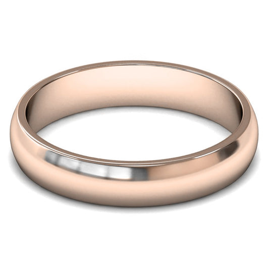 9ct Rose Fairtrade Gold 4mm Light Weight D Shape Wedding Ring