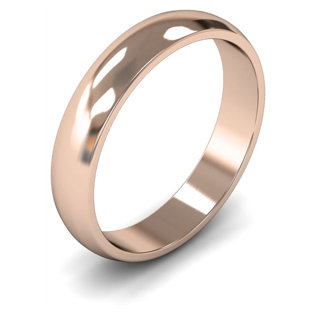 9ct Rose Fairtrade Gold 4mm Light Weight D Shape Wedding Ring
