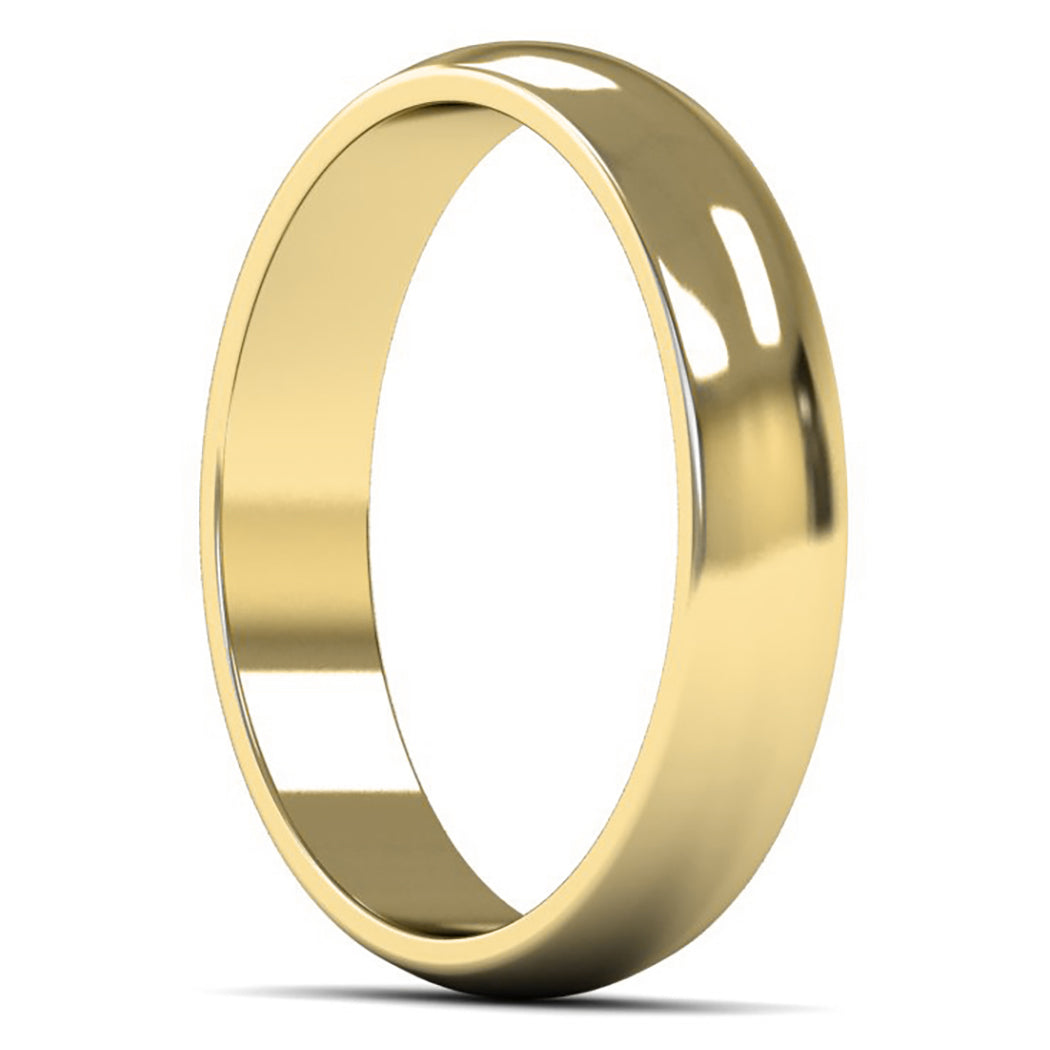 9ct Yellow Gold 4mm Light Weight D Shape Wedding Ring