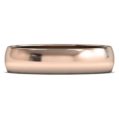 14ct Rose Gold 5mm Light Weight D Shape Wedding Ring