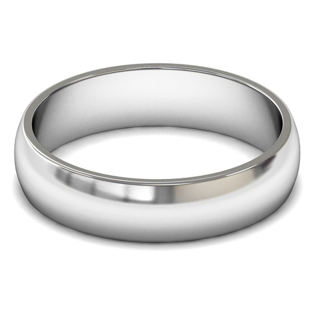 14ct White Gold 5mm Light Weight D Shape Wedding Ring