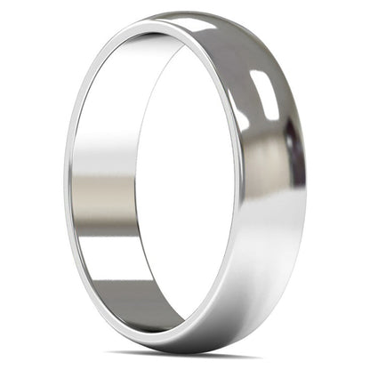 14ct White Fairtrade Gold 5mm Light Weight D Shape Wedding Ring
