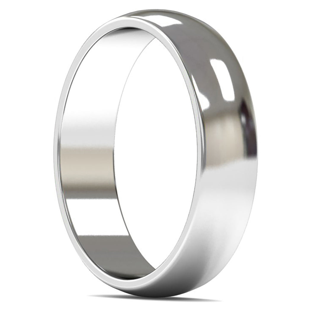 14ct White Gold 5mm Light Weight D Shape Wedding Ring