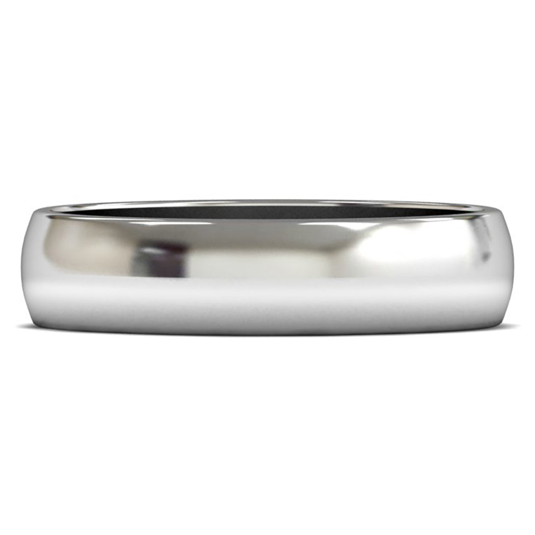 14ct White Fairtrade Gold 5mm Light Weight D Shape Wedding Ring