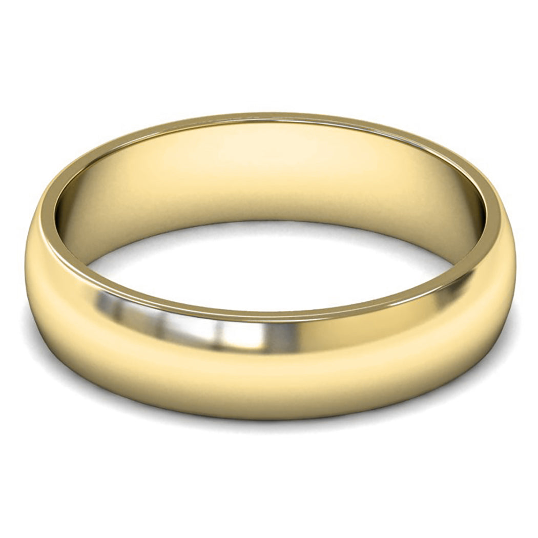 18ct Yellow Gold 5mm Light Weight D Shape Wedding Ring