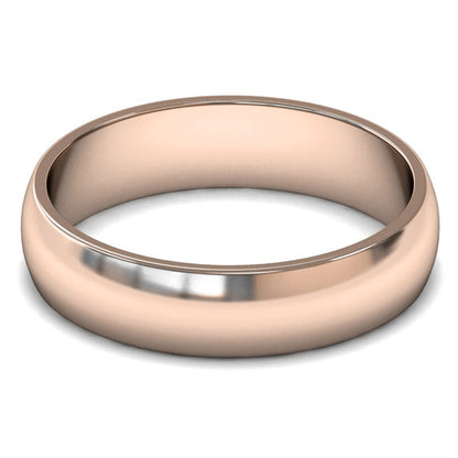 9ct Rose Gold 5mm Light Weight D Shape Wedding Ring