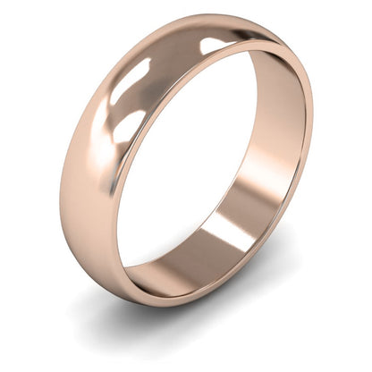 9ct Rose Gold 5mm Light Weight D Shape Wedding Ring