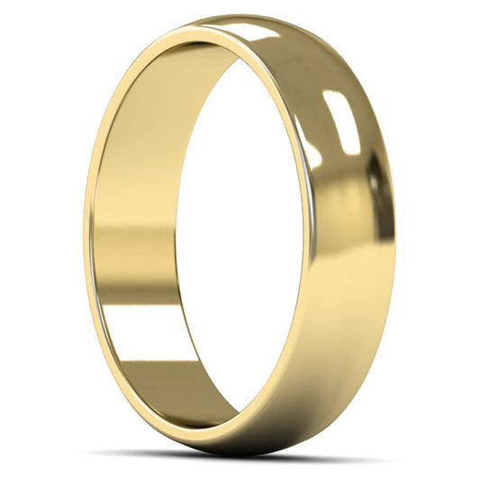 9ct Yellow Gold 5mm Light Weight D Shape Wedding Ring