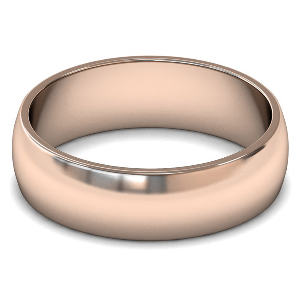 14ct Rose Fairtrade Gold 6mm Light Weight D Shape Wedding Ring