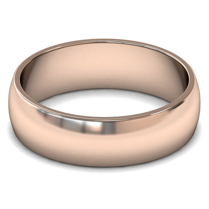 14ct Rose Gold 6mm Light Weight D Shape Wedding Ring