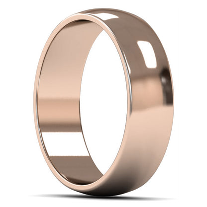 14ct Rose Gold 6mm Light Weight D Shape Wedding Ring