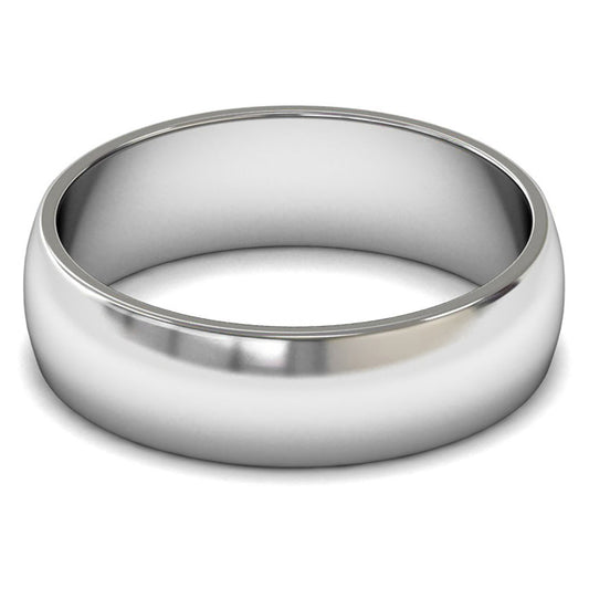 14ct White Gold 6mm Light Weight D Shape Wedding Ring