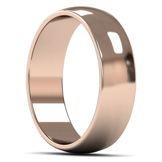 18ct Rose Gold 6mm Light Weight D Shape Wedding Ring
