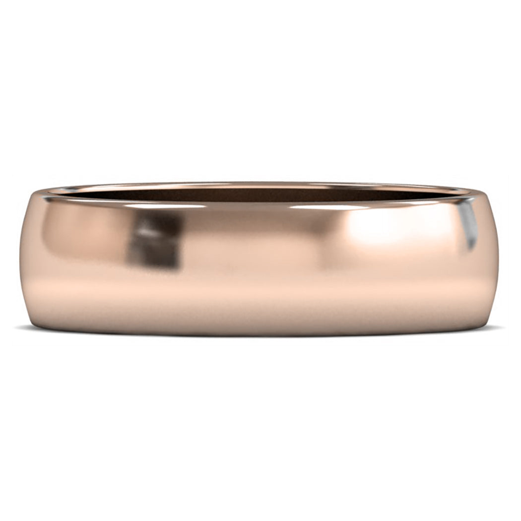 18ct Rose Gold 6mm Light Weight D Shape Wedding Ring