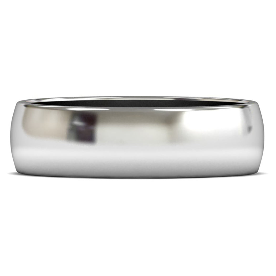 18ct White Gold 6mm Light Weight D Shape Wedding Ring