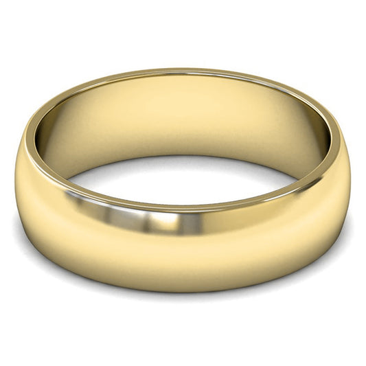 9ct Yellow Gold 6mm Light Weight D Shape Wedding Ring