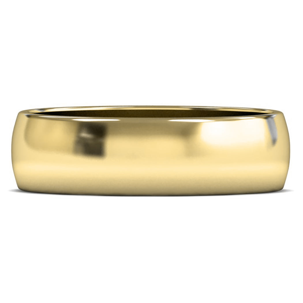 9ct Yellow Gold 6mm Light Weight D Shape Wedding Ring
